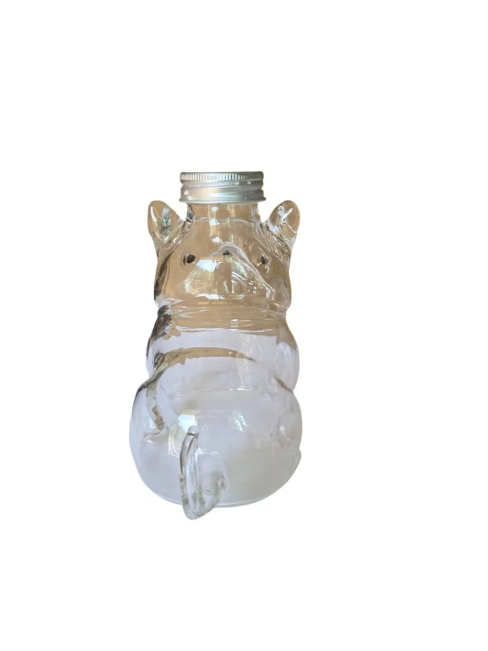Bulldog Shaped Clear Glass Jar Airtight Lid Storage Dog Treats or Small Items